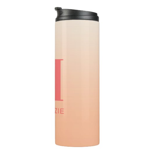 Moderne Monogramm Anfangsname Peach Gradient Thermosbecher (Nach rechts gedreht)