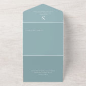 Moderne Monogramm Aqua Blau QR Code All In One Einladung (Außenbereich)