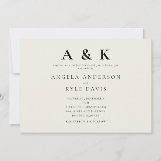 Moderne Monogramm Beige kein Parent horizontale Ho Einladung (Vorderseite)