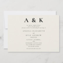Moderne Monogramm-Beige Moderne Horizontale Hochze