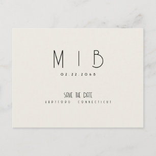 Moderne Monogramm-Beige Save the Date Postkarte