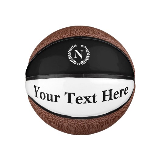 Moderne Monogramm benutzerdefinierter Text Mini Basketball (Vorderseite)