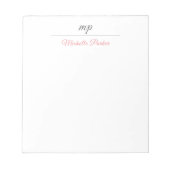 Moderne Monogramm Berufliche Schlichte Feminine Notizblock (Vorderseite)