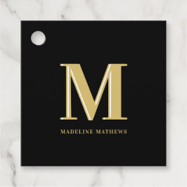 Moderne Monogramm Bezeichnung Typografie Gold schw Geschenkanhänger