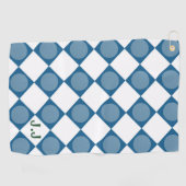 Moderne Monogramm Blau und Weiß Magnetic Custom Golfhandtuch (Horizontal)