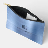 Moderne Monogramm Blau Zubehörtasche (Offen)