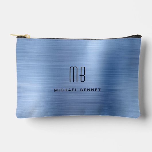 Moderne Monogramm Blau Zubehörtasche (Vorderseite)