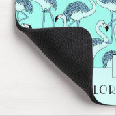 Moderne Monogramm Blaue Flamingos Mousepad (Ecke)