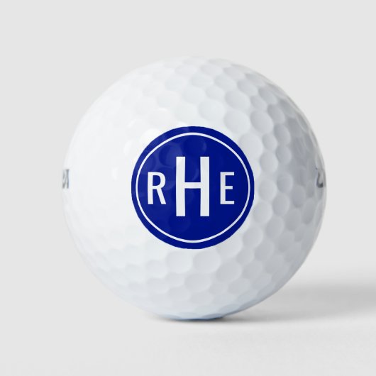 Moderne Monogramm blaue Golfbälle (Vorderseite)
