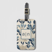 Moderne Monogramm Blaue Wildblumen Gepäckanhänger (Vorderseite Vertikal)