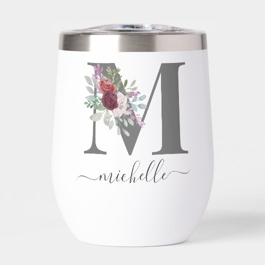 Moderne Monogramm Blumen Initiale Name (Vorderseite)