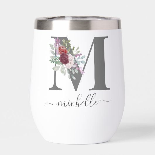 Moderne Monogramm Blumen Initiale Name (Rückseite)