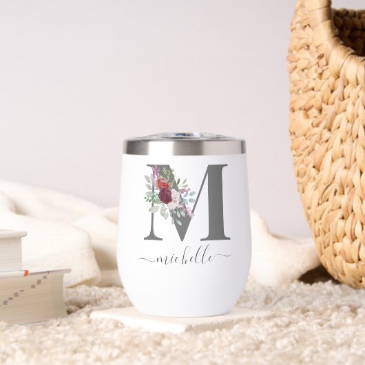 Moderne Monogramm Blumen Initiale Name (Wohnzimmer (gedreht))