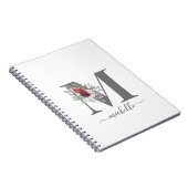 Moderne Monogramm Blumen Initiale Name Notizblock (Rechte Seite)