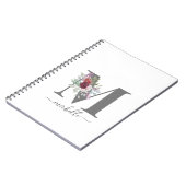 Moderne Monogramm Blumen Initiale Name Notizblock (Linke Seite)