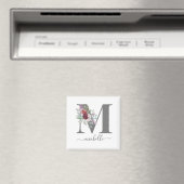 Moderne Monogramm-Blumeninitiale Name Magnet (In Situ (Geschirrspüler))