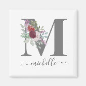 Moderne Monogramm-Blumeninitiale Name Magnet (Vorne)