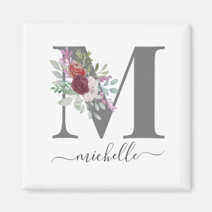 Moderne Monogramm-Blumeninitiale Name Magnet
