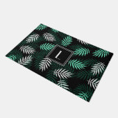 Moderne Monogramm Botanische Blätter Muster Fußmatte (Schrägansicht)