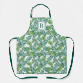 Moderne Monogramm Botanische Grüne Palmwedel Schürze (Vorderseite)