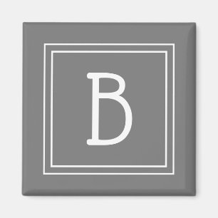 Moderne Monogramm-Buchstaben-Initialvorlage Grau W Magnet