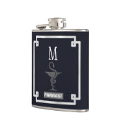 Moderne Monogramm Caduceus Apotheker Flachmann (Links)