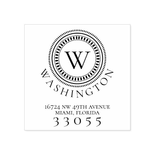 Moderne monogramm Circle Rücksendeadresse Briefmar Gummistempel (Prägung)