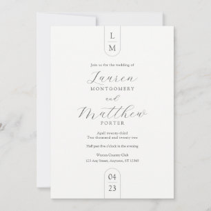 Moderne Monogramm einfache Schwarz-Weiß-Hochzeit Einladung