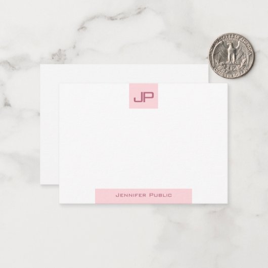 Moderne Monogramm einfache Vorlage Elegantes Rosa (Vorderseite/Rückseite Beispiel)
