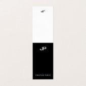 Moderne Monogramm elegant Minimalistisch Schwarz/W Visitenkarten (Außenseite Aufgefaltet)