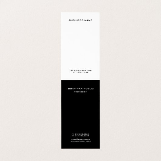 Moderne Monogramm elegant Minimalistisch Schwarz/W Visitenkarten (Innenseite Aufgefaltet)