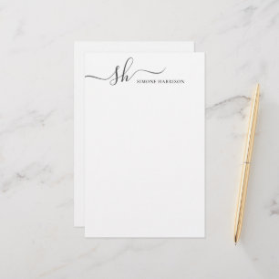 Moderne Monogramm Elegante Kalligraphie Personalis Briefpapier