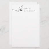 Moderne Monogramm Elegante Kalligraphie Personalis Briefpapier (Vorne/Hinten)