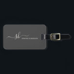 Moderne Monogramm Elegante Kalligraphie Personalis Gepäckanhänger<br><div class="desc">Moderner persönlicher Monogramm Visitenkartenhalter mit trendiger Skriptkalligraphie und minimalistischem Typografie-Design. Dies ist die Elfenbein-Holzkohle-graue Version.</div>