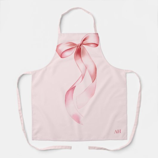 Moderne Monogramm Elegante Rosa Wasserfarbe Schlei Schürze (Vorderseite)