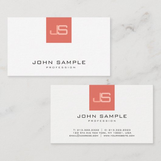 Moderne Monogramm-Elegante-Vorlage Beruflich Visitenkarte (Vorne/Hinten)