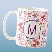 Moderne Monogramm erste Wildblume Wasserfarbe Kaffeetasse