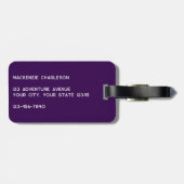 Moderne Monogramm-Erstplatine Lila Gepäckanhänger (Rückseite horizontal)