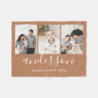 Moderne Monogramm-Familie 3 FotoCollage Fleecedecke