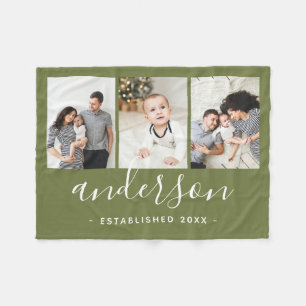 Moderne Monogramm-Familie 3 FotoCollage Fleecedecke