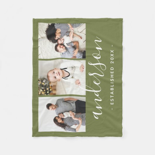 Moderne Monogramm-Familie 3 FotoCollage Fleecedecke (Vorderseite)
