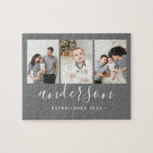 Moderne Monogramm-Familie 3 FotoCollage Puzzle (Horizontal)