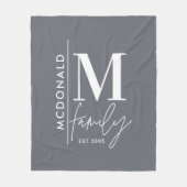 Moderne Monogramm-Familie Marine grau stilvoll pas Fleecedecke (Vorderseite)