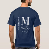 Moderne Monogramm-Familie Marine grau stilvoll pas T-Shirt (Rückseite)