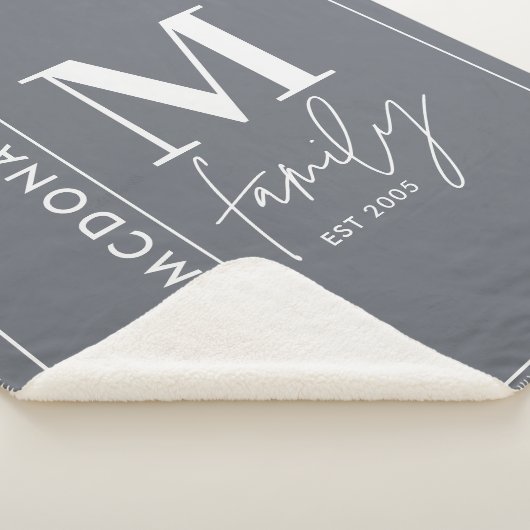 Moderne Monogramm Familie Marine grau stilvolle Sh Sherpadecke (3/4)