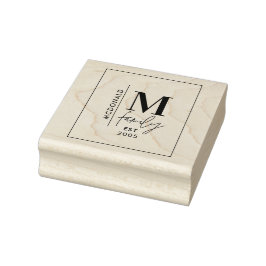 Moderne Monogramm-Familie Marine grau stylisch Gummistempel