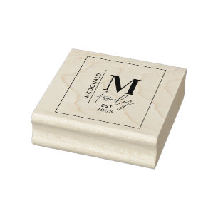 Moderne Monogramm-Familie Marine grau stylisch Gummistempel