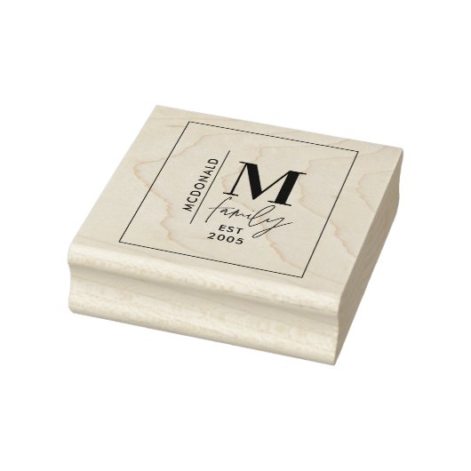Moderne Monogramm-Familie Marine grau stylisch Gummistempel (Stempel)