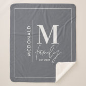 Moderne Monogramm-Familie Marine grau stylisch Sherpadecke (Vorderseite)