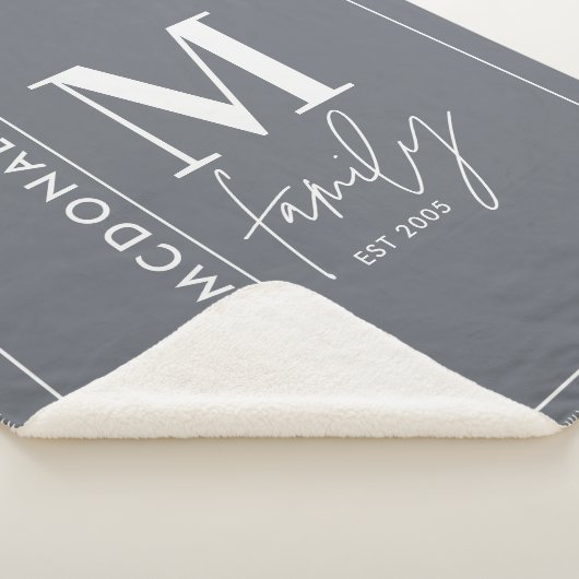 Moderne Monogramm-Familie Marine grau stylisch Sherpadecke (3/4)